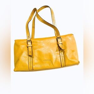 Vintage Kenneth Cole Vibrant Yellow Leather Shoulder Bag
